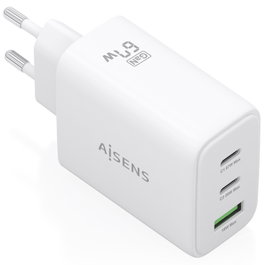 Aisens Cargador de Pared GaN 67W con 2x USB-C y 1x USB-A - Blanco